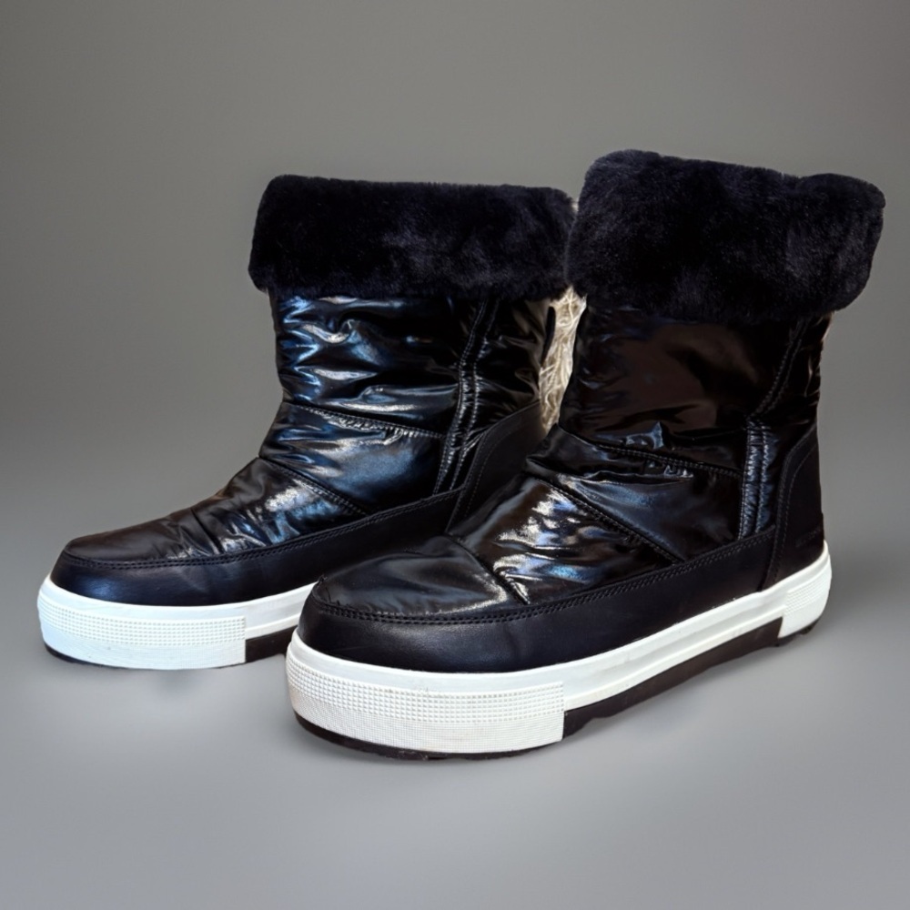 COUGAR black and white faux fur waterproof size 9 boots like new - Picture 4 of 12